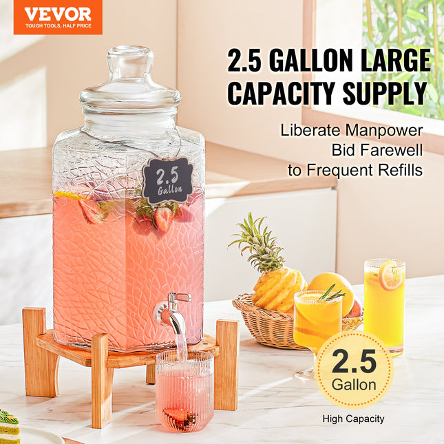 Gėrimų dozatorius VEVOR, 10 l talpos, su mediniu stovu