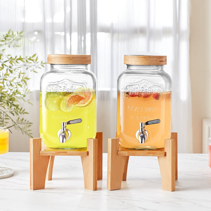 Gėrimų dozatorius VEVOR, 2 x 3,8 l, su mediniu stovu