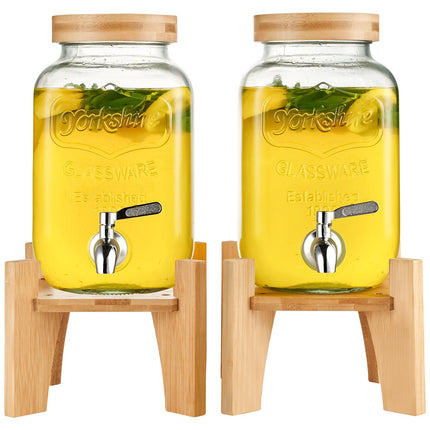 Gėrimų dozatorius VEVOR, 2 x 3,8 l, su mediniu stovu