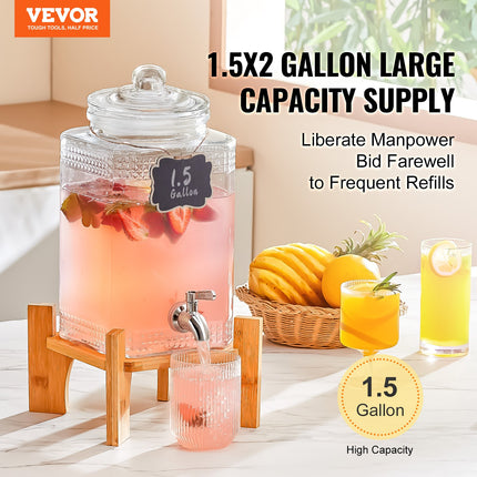 Gėrimų dozatorius VEVOR stiklinis su stovu, 5,5 l