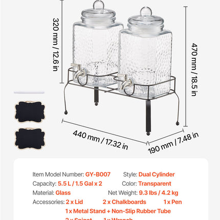 Gėrimų dozatorius VEVOR GY-B007, 2 x 5,5 l talpa