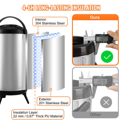 Termosinis gėrimų dozatorius VEVOR WNS-3, 9,2 l