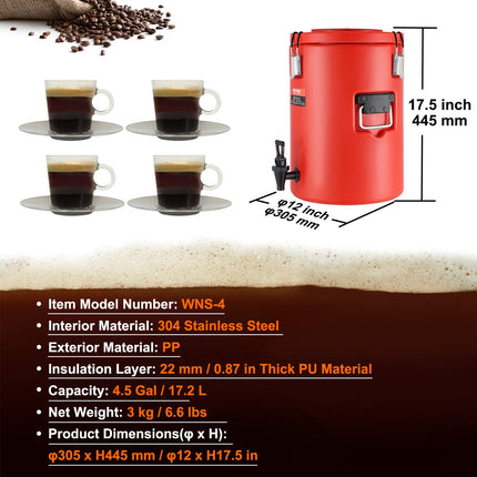 Termosas gėrimams VEVOR WNS-4, 17,2 l