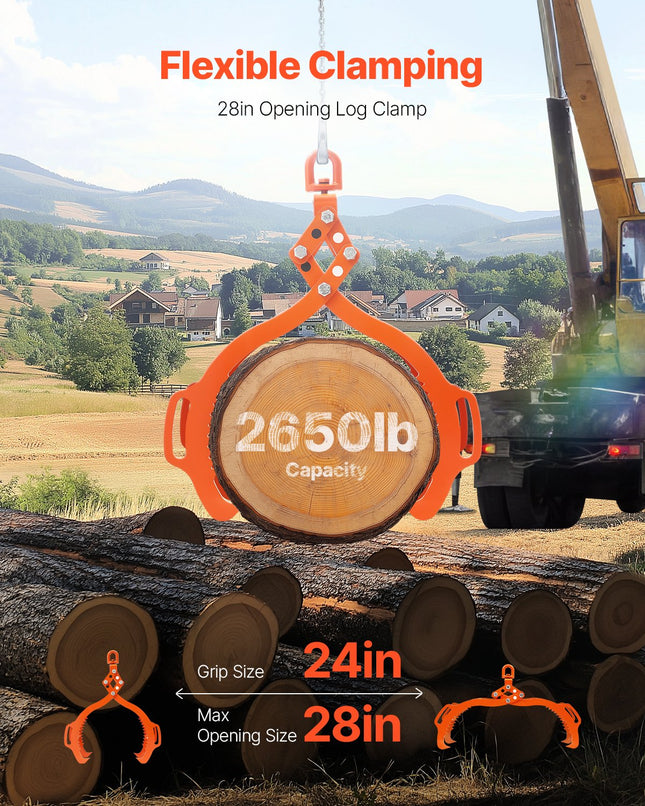 Rąstų kėlimo žnyplės VEVOR 4SC28, 710 mm