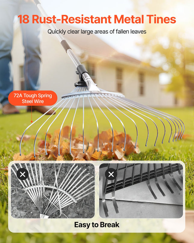 Lapų grėblys VEVOR 18T RAKE, reguliuojamas plotis 19,5–43,5 cm