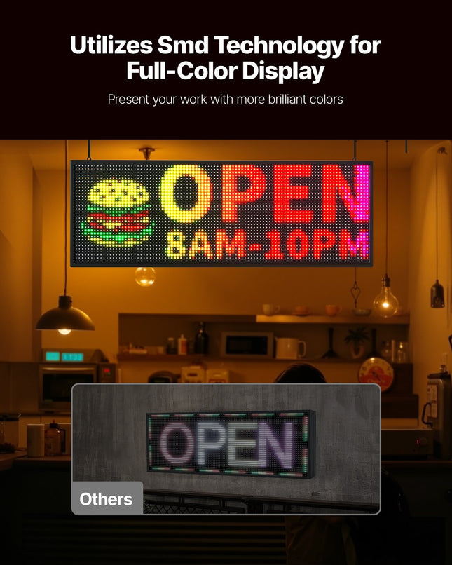 Programuojama LED reklaminė lenta VEVOR P10-3296RGB, 99x35 cm