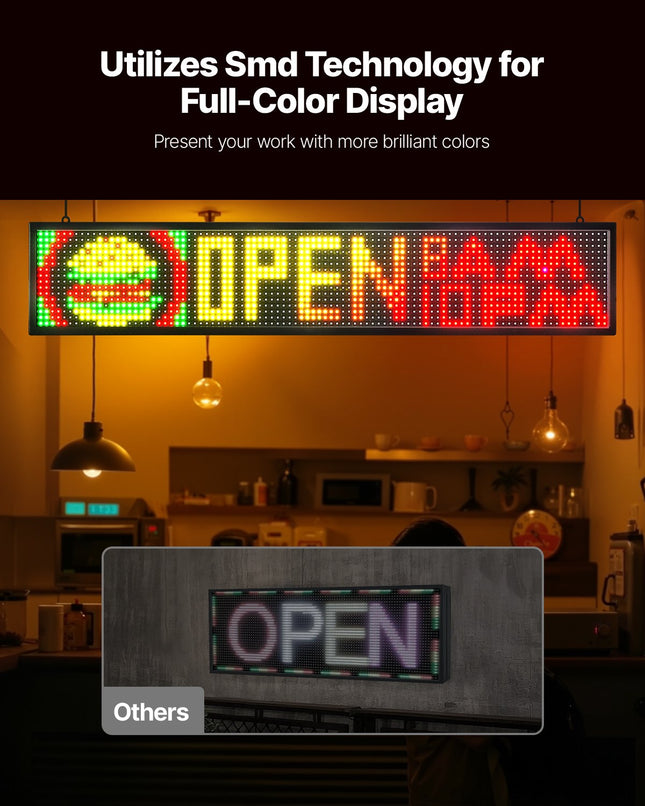Programuojama LED iškaba VEVOR P10-1696RGB, 99x19 cm