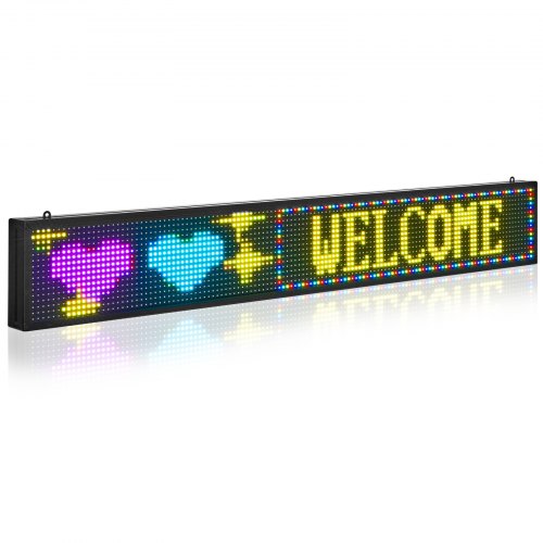 Programuojama LED reklaminė lenta VEVOR P10-16128RGB, 131x19 cm