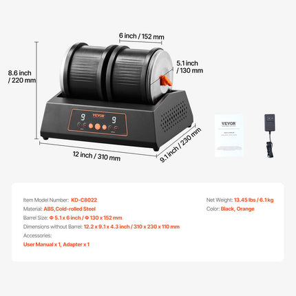 Akmenų poliravimo mašina VEVOR KD-C8022, 3,6 kg talpa