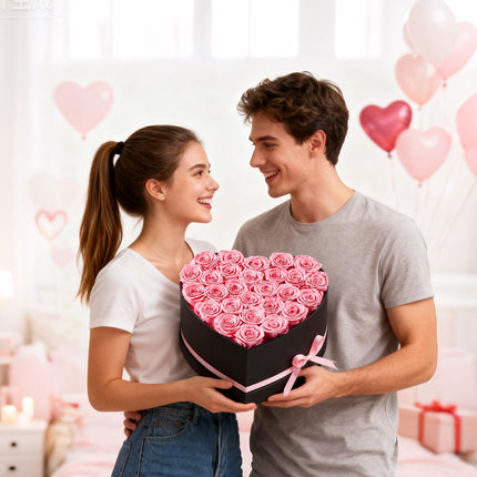 Mieganti rožė VEVOR Heart-27S, 27 vnt. širdelės formos dėžutėje