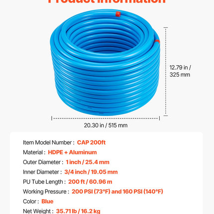 Suspausto oro vamzdyno komplektas VEVOR CAP 200ft, 60,96 m ilgis