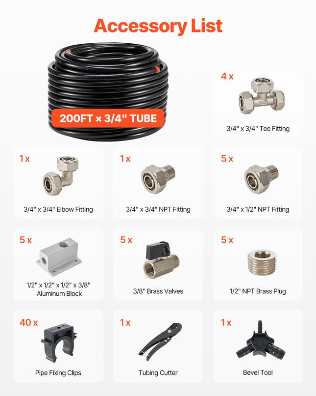 Suspausto oro vamzdyno komplektas VEVOR CAP 200ft, 60,96 m