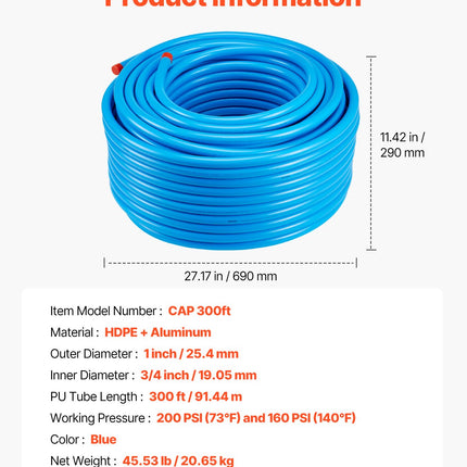 Suspausto oro vamzdyno komplektas VEVOR CAP 300ft, 91,4 m
