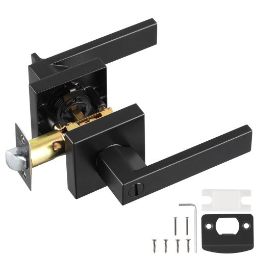 Vidaus durų rankena su užraktu VEVOR KJ2118-BK-BLK, matinė juoda