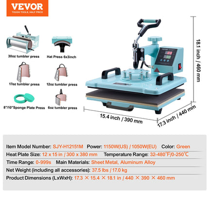 Termo presas VEVOR SJY-H12151M, 300 x 380 mm