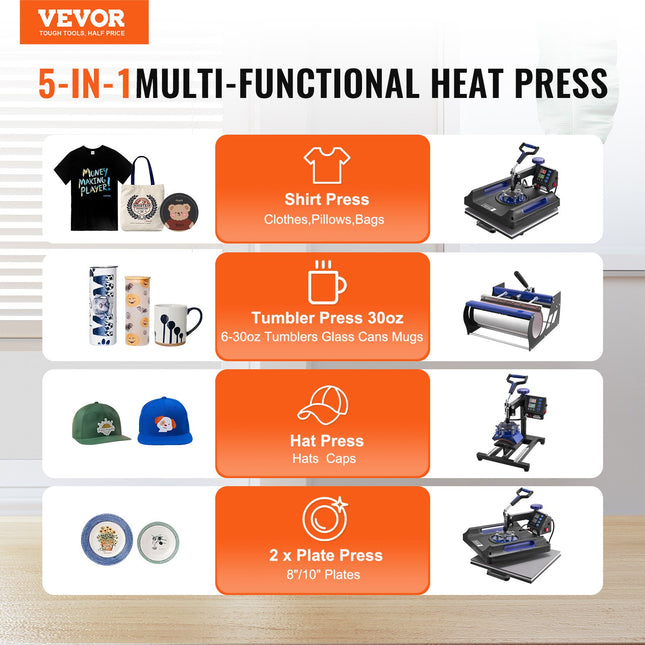 Termopresas VEVOR SJY-H15151P, 38x38 cm