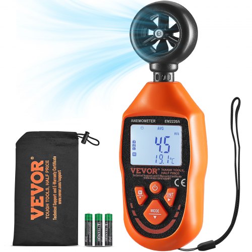 Rankinis anemometras VEVOR EM2220A, matuoja vėjo greitį ir temperatūrą