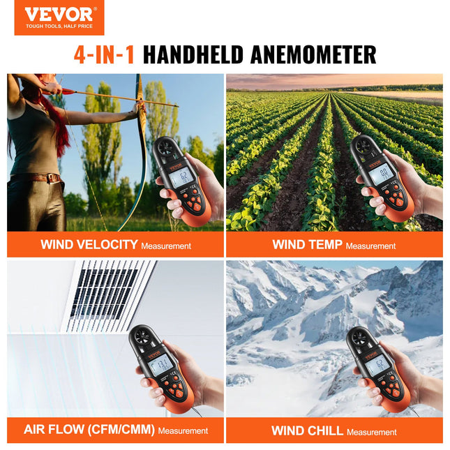 Skaitmeninis anemometras VEVOR EM2245B, su „Bluetooth“ ryšiu