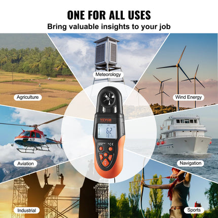 Skaitmeninis anemometras VEVOR EM2245B, su „Bluetooth“ ryšiu