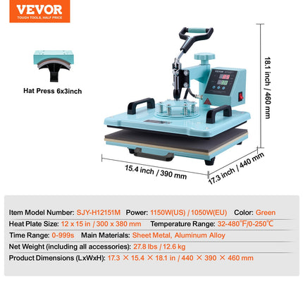 Termopresas VEVOR SJY-H12151M, 30,5x38,1 cm
