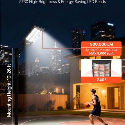Saulės energijos gatvės šviestuvas VEVOR RBTYNLD-003, 12000W