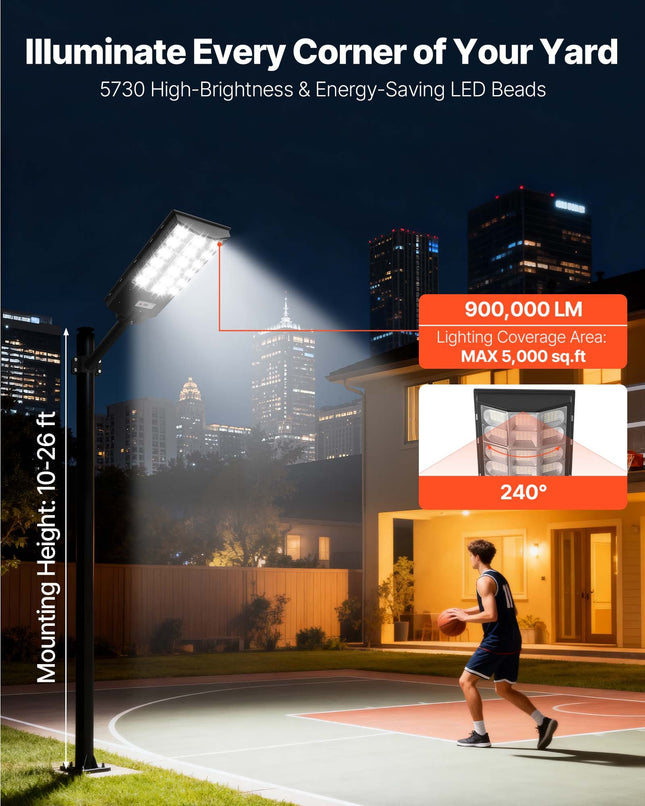 Saulės energijos gatvės šviestuvas VEVOR RBTYNLD-003, 12000W