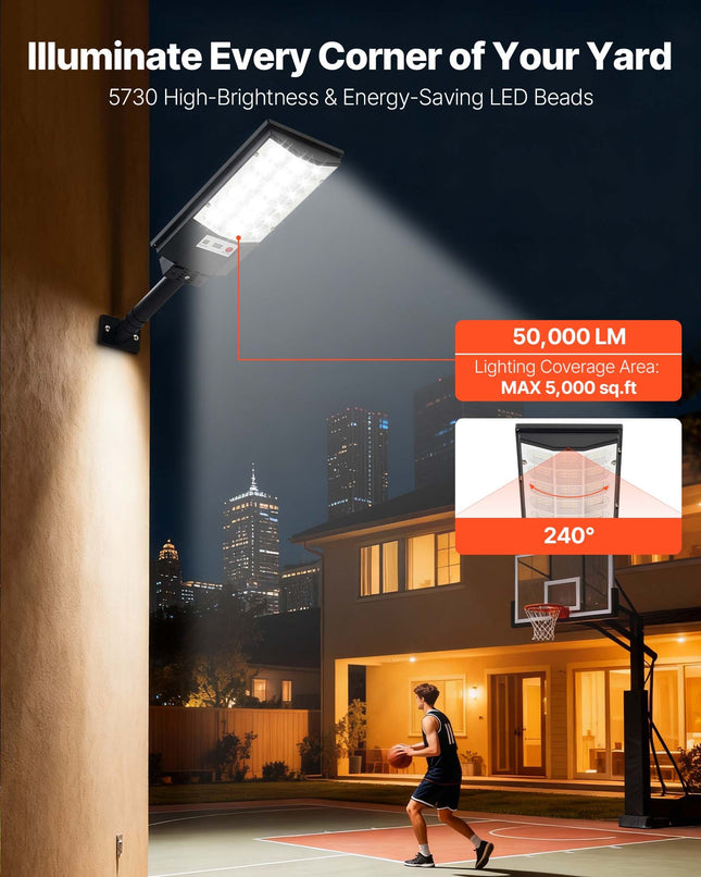 Saulės energijos gatvės šviestuvai VEVOR RBTYNLD-004, 500 W, 4 vnt.