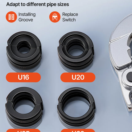 Hidraulinis vamzdžių presavimo įrankis VEVOR GC-1632, su U tipo antgaliais (16-32 mm)