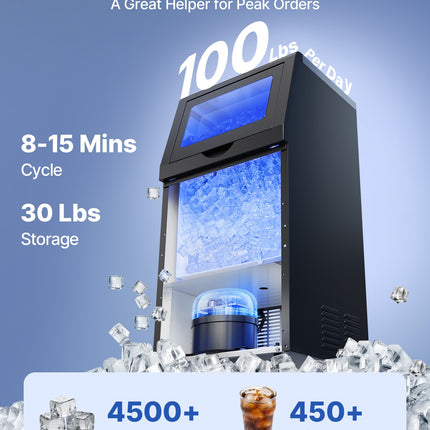 Komercinis ledo generatorius VEVOR CIM-360T, 45 kg/24h