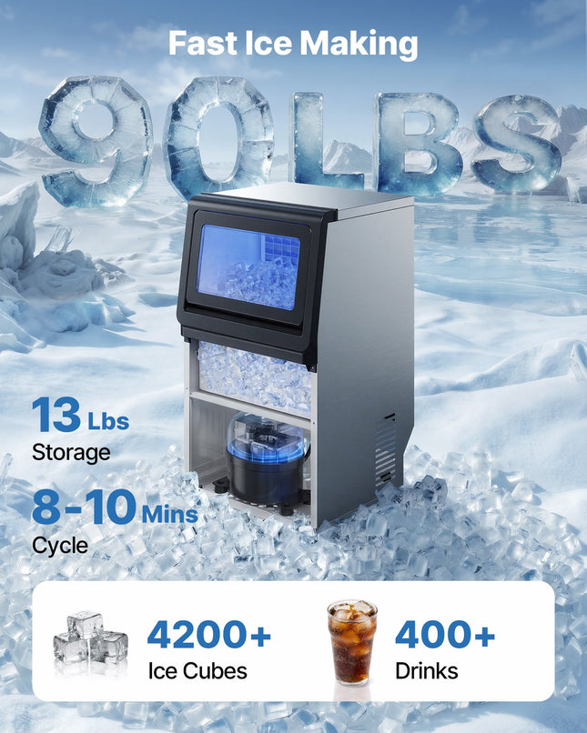 Pramoninis ledo gaminimo aparatas VEVOR LB70TB-D, 41 kg/parą