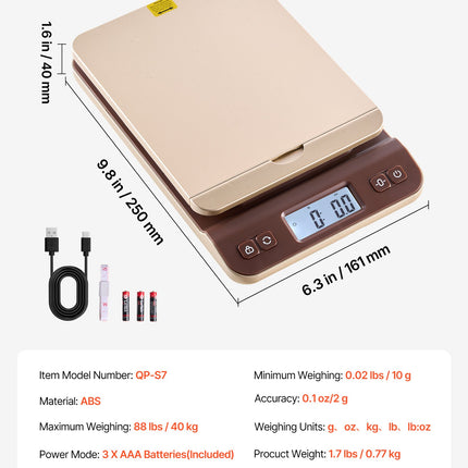 Skaitmeninės pašto svarstyklės VEVOR QP-S7, 40 kg