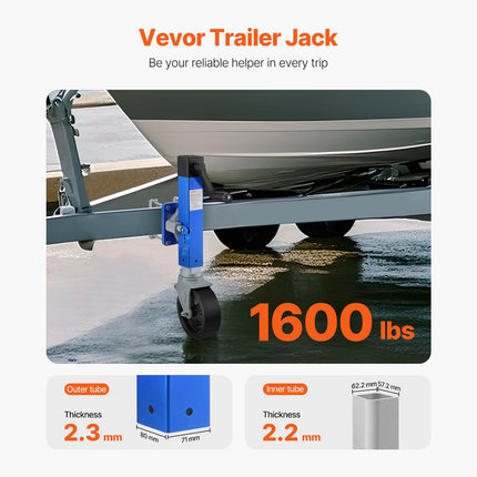 Priekabos atraminis ratukas VEVOR LVT, 725 kg (1600 lbs)
