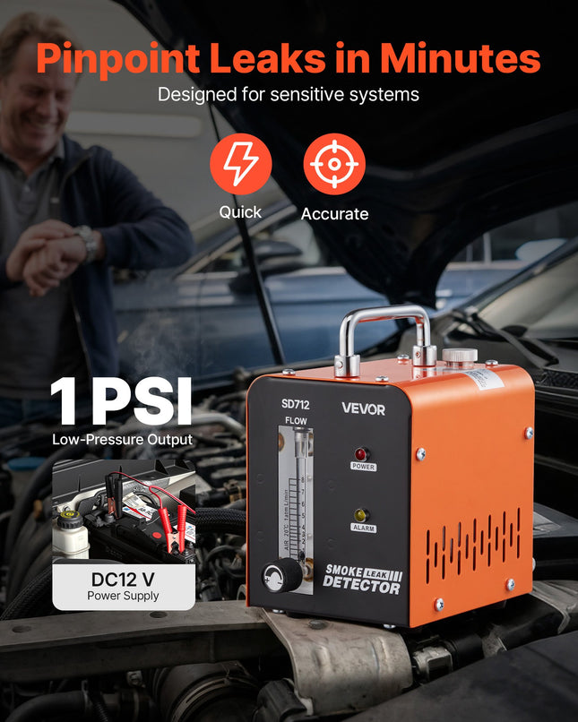 Automobilinis dūmų generatorius nuotėkio paieškai VEVOR SD712, 1 PSI