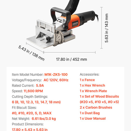 Lamelinis frezeris VEVOR M1K-ZK5-100, 760W