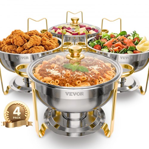 Maisto šildytuvas (Chafing Dish) VEVOR HZ-831B, 4 vnt. rinkinys, 4,7 l talpa