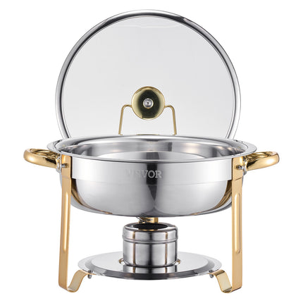 Maisto šildytuvas (Chafing Dish) VEVOR HZ-831B, 4 vnt. rinkinys, 4,7 l talpa