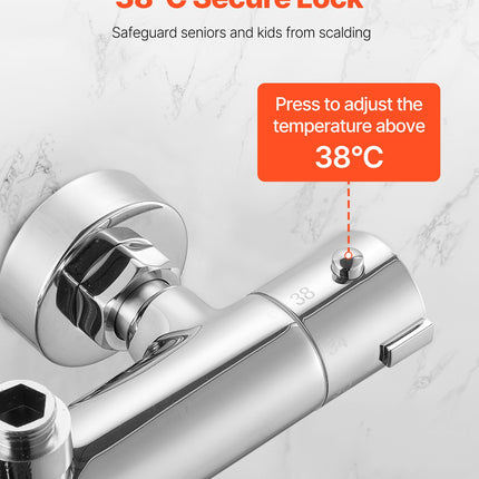 Termostatinis dušo maišytuvas VEVOR YH0324, 38°C apsauga