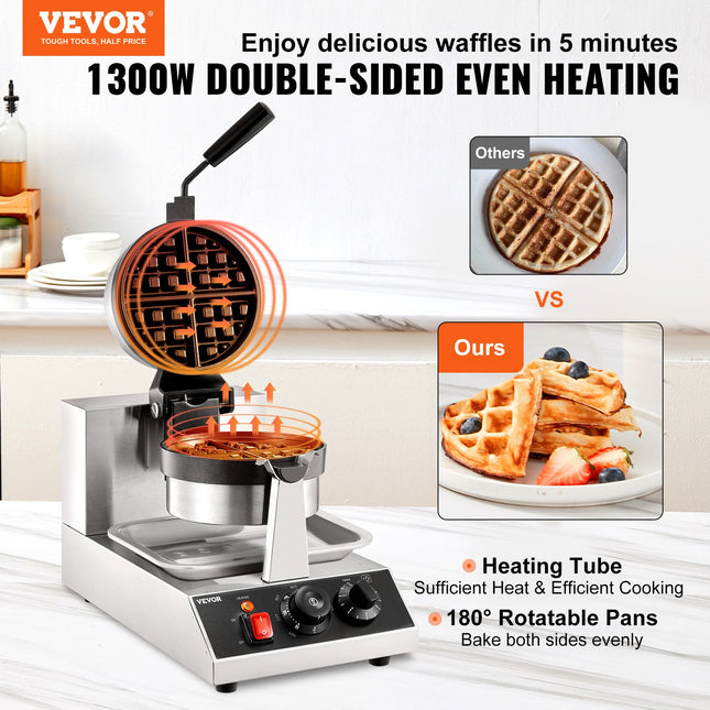 Komercinė apvali vaflių keptuvė VEVOR EWF-2205, 1300W