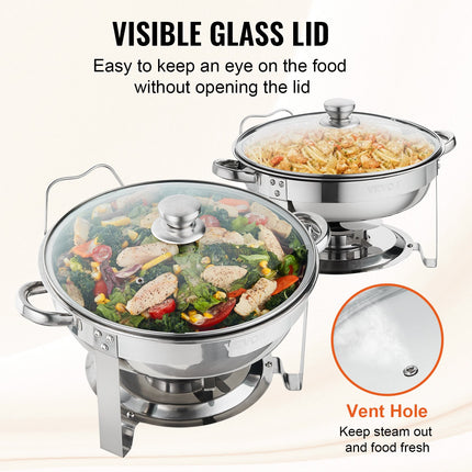 Maisto šildytuvas (Chafing Dish) VEVOR DT-C1036, 2 vnt., 3,8 l talpa
