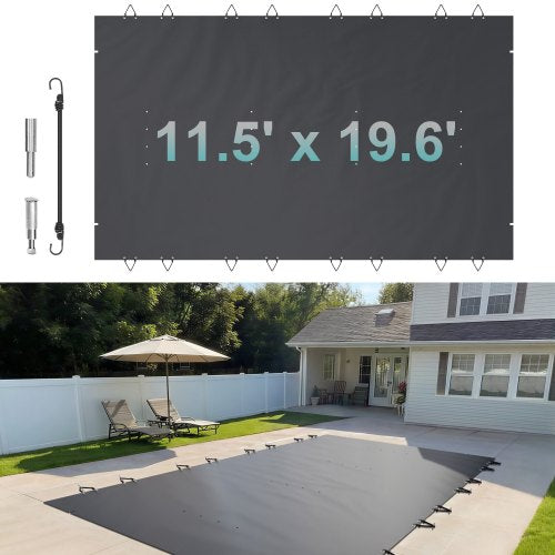 Baseino apsauginis uždangalas VEVOR PVC 3.5x6 m, 3,5 x 6 m