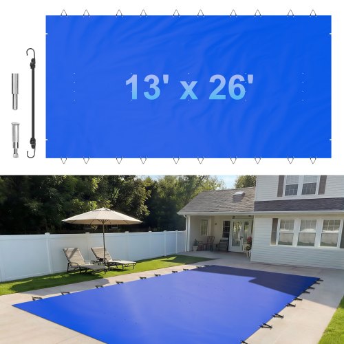 Baseino apsauginis uždangalas VEVOR PVC 4*8 Blue, 4 x 8 m