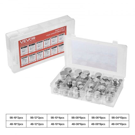 Hidraulinių jungčių aklės ir kamščiai VEVOR BSPP 64PCS-SS, 64 vnt. rinkinys