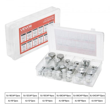 Hidraulinių jungčių rinkinys VEVOR JIC 72PCS-SS, 72 dalių komplektas