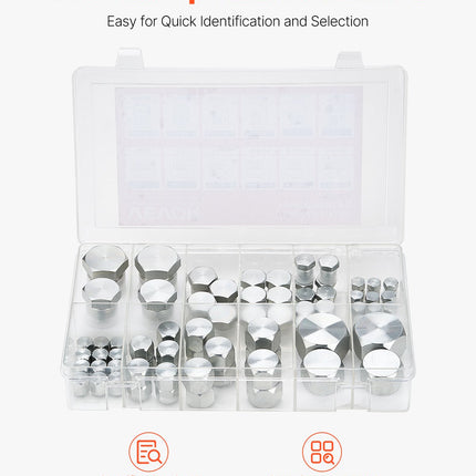 Hidraulinių jungčių rinkinys VEVOR JIC 72PCS-SS, 72 dalių komplektas