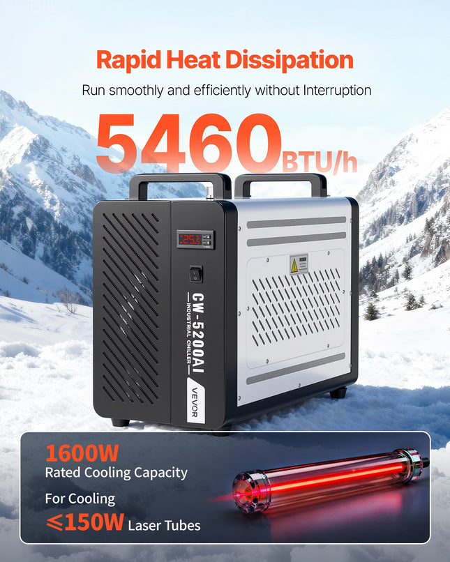 Pramoninis vandens aušintuvas VEVOR CW-5200AI, 1600 W