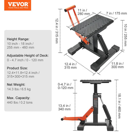 Krosinių motociklų keltuvas VEVOR TD-059, 200 kg keliamoji galia