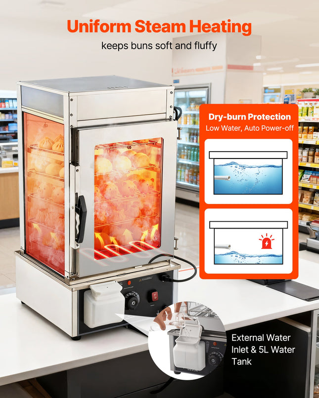 Maisto šildymo vitrina VEVOR NB-500, 1200W, 120L