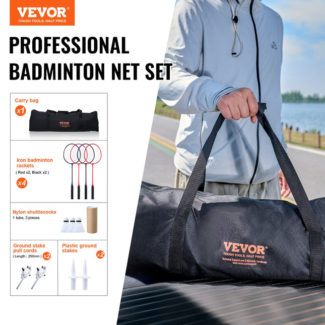 Badmintono tinklo rinkinys VEVOR JH-0101Y, 6,15 m ilgio