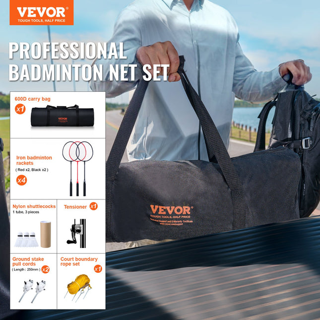 Badmintono tinklo rinkinys VEVOR JH-0102Y, 6,15 m ilgio