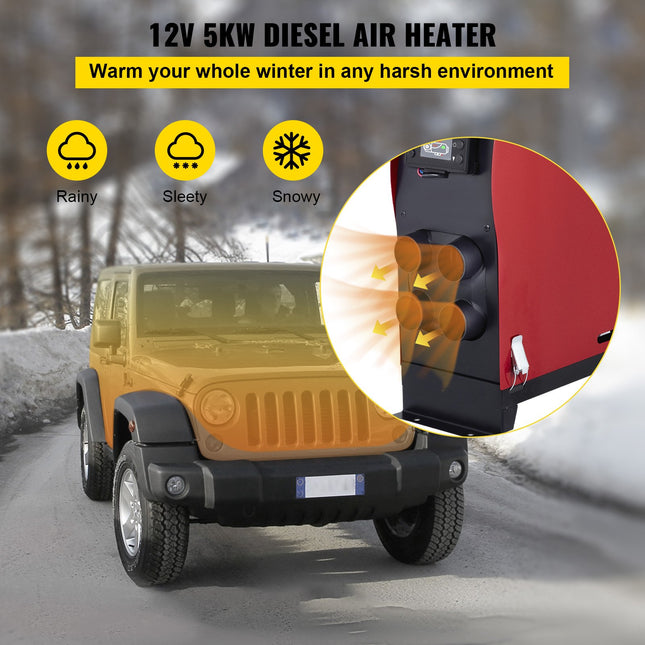 Autonominis dyzelinis šildytuvas VEVOR 12V 5000W, 4 oro išpūtimo angos